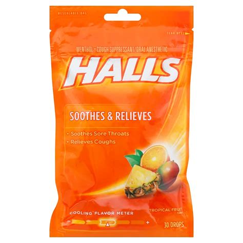 Halls Soothes And Relieves Tropical Fruit Flavor Cough Drops Shop Cough