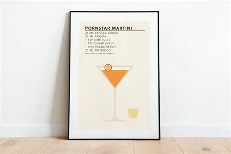 Pornstar Martini Print Cocktail Recipe Card Cocktail Etsy Uk