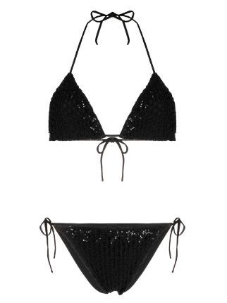 Ermanno Scervino Sequin Embellished Triangle Bikini Farfetch