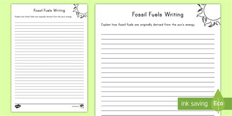 Formation Of Fossil Fuels Writing Prompt For 3rd 5th Grade Worksheets