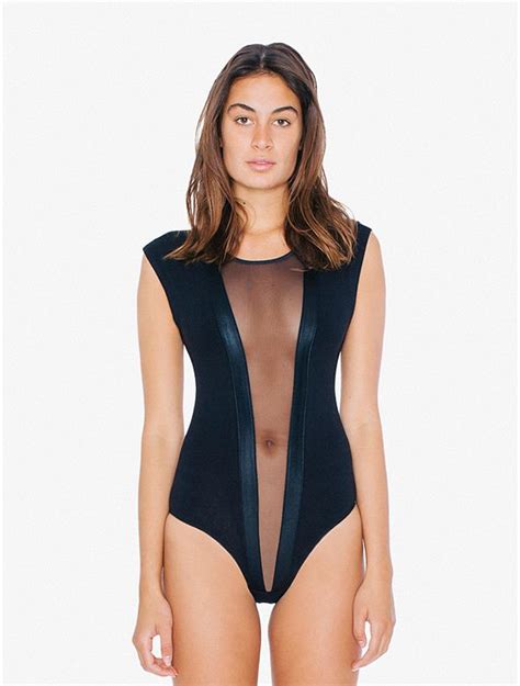 Cotton Spandex Micromesh Gloria V Bodysuit American Apparel Bodysuit American Apparel