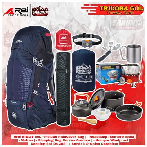 Jual Paket Alat Pendakian Gunung Carrier Rei Arei Trikora 60l Kompor