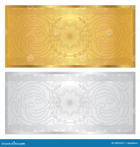 Silver Gold Voucher Template Guilloche Pattern Royalty Free Stock