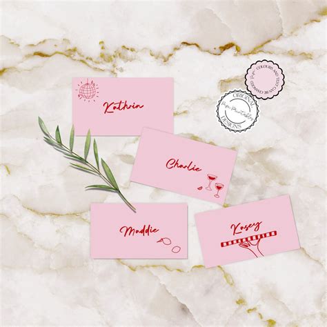 Scribble Illustrated Bachelorette Place Cards Hand Drawn Bridal Shower