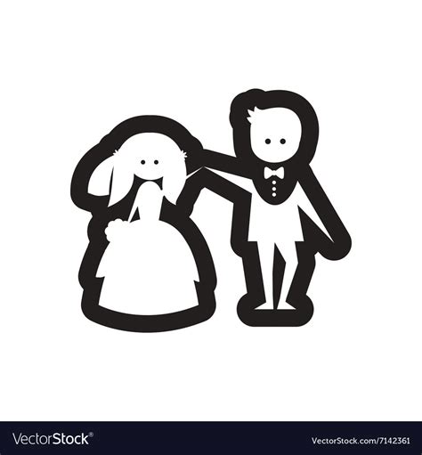 Flat icon in black and white bride groom Vector Image