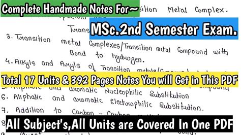 MSc 2nd Sem Notes Complete Hand Written Notes All Subject S All