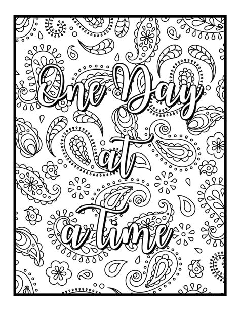 Step Recovery Slogans Adult Coloring Pages Etsy