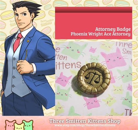 Phoenix Wright Ace Attorney Badge By ThreeSmittenKittens On Etsy