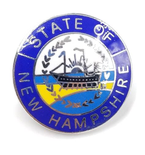 State Of New Hampshire State Seal Warship Laurel Wreath Enamel Pin