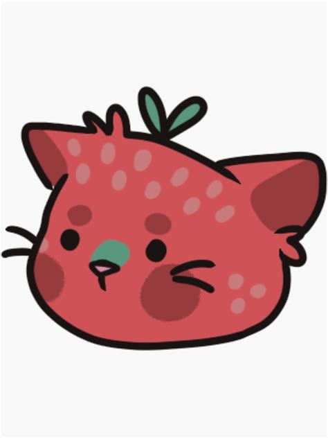 Strawberry Cat Sticker For Sale By Lysticae Redbubble