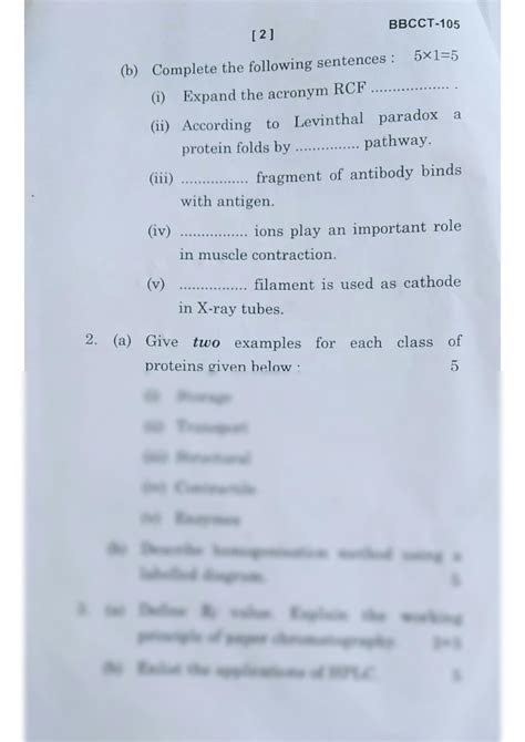 SOLUTION Biochemistry 1st Year Question Paper Proteins Studypool