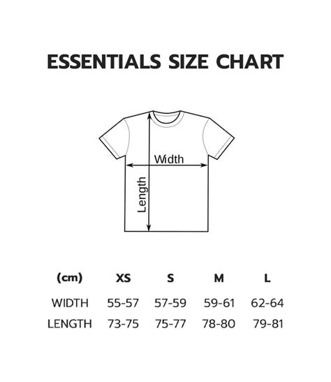 Essentials Size Chart Tranet Biologia Ufrj Br