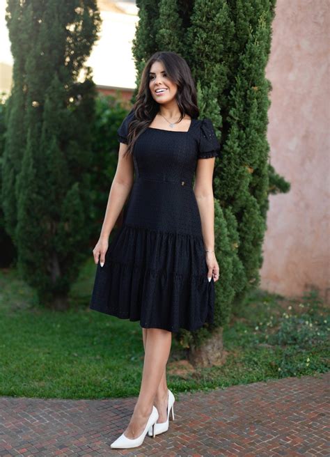 Vestido Midi Evas Chloe Sb Preto Na Saia Bella