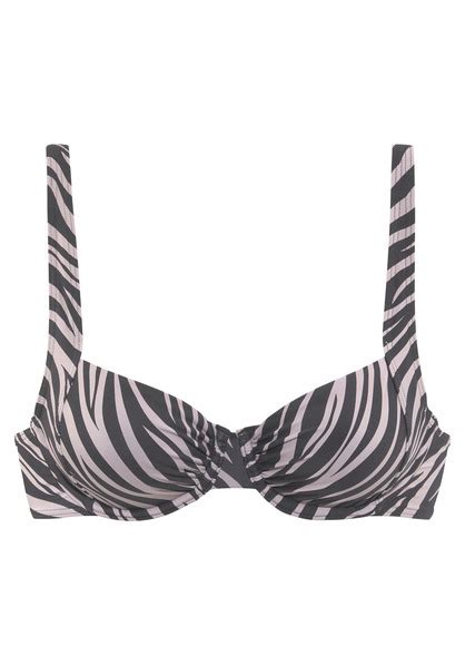 Lascana B Gel Bikini Top Kaa Schwarz Bedruckt Cup B