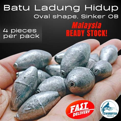 Batu Ladung Hidup Oval Shape Egg Sinker OB Pancing Laut Sungai