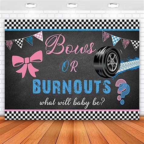 Allenjoy 7x5ft Burnouts Or Bows Gender Reveal Backdrop Blackboard Track