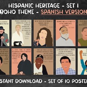 Hispanic Heritage Month Posters set 1 Boho Theme SPANISH VERSION - Etsy