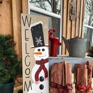 Welcome Snowman Porch Sign Winter Porch Sign Christmas Porch Etsy