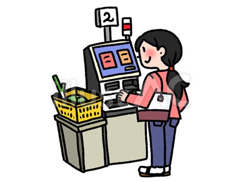 セミセルフレジを使う人イラスト No 2649046／無料イラスト フリー素材なら「イラストac」