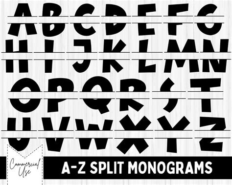 Split Monogram Svg Monogram Frame Svg Monogram Cut File Etsy