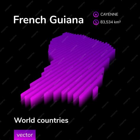 Premium Vector | French guiana 3d map stylized neon simple digital