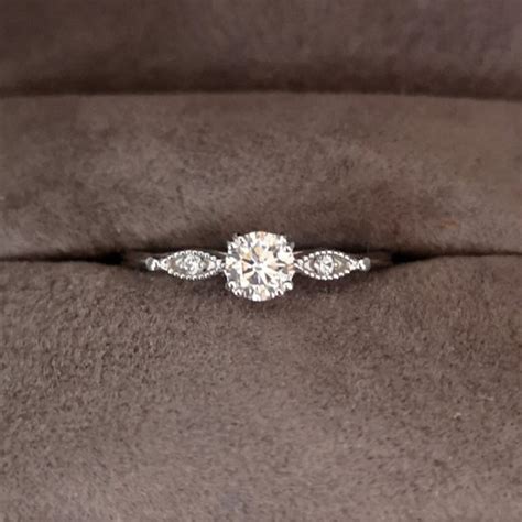 0.56 Carat Vintage Style Round Brilliant Cut Diamond Ring