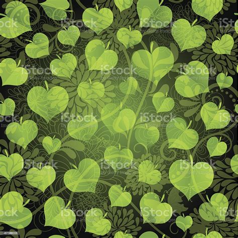 Dark Seamless Pattern With Green Leaves Stock Illustration Download