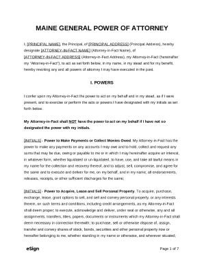 Maine General Financial Power Of Attorney Doc Template Pdffiller