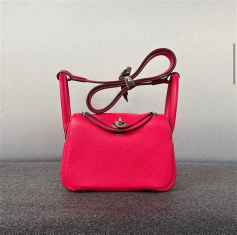 Hermes Lindy Mini Rose Extreme Clemence Phw Luxury Bags Wallets On