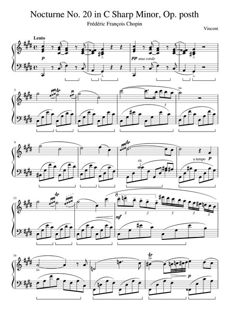 La Partitura De Chopin Nocturne No 20 In C Sharp Minor Partituras Org