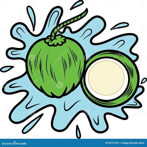 Fresh Coconut Fruit Cartoon Illustration Stock Vector Illustration Of