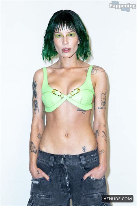 Halsey Sexy Shows Off Her Hot Tits In A Beautiful Green Bra At The Givenchy Fashion Show In