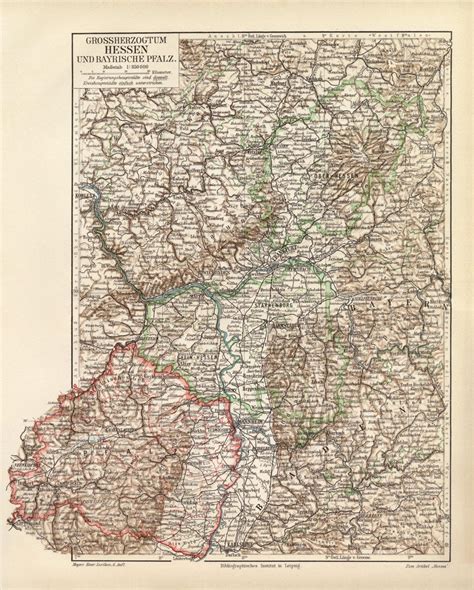 Gro Herzogtum Hessen Historische Landkarte Lithographie Ca Ar