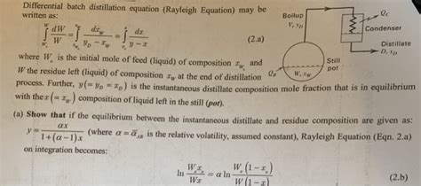 Solved Differential Batch Distillation Equation Rayleigh