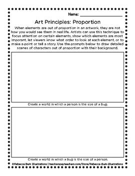 Principle of Art - Proportion (Out of Proportion): Activity Worksheet