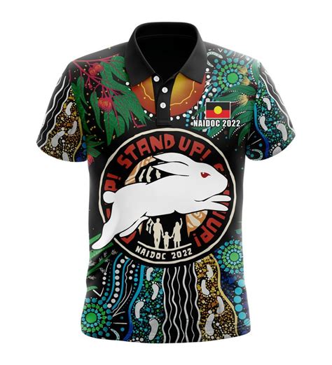 Aio Pride Custom Text Number Rabbitohs Naidoc Week Polo Shirt A