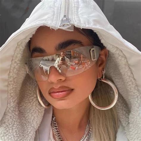 Luxury Oversized Rimless Sunglasses Women Punk One Piece Y2k Sun