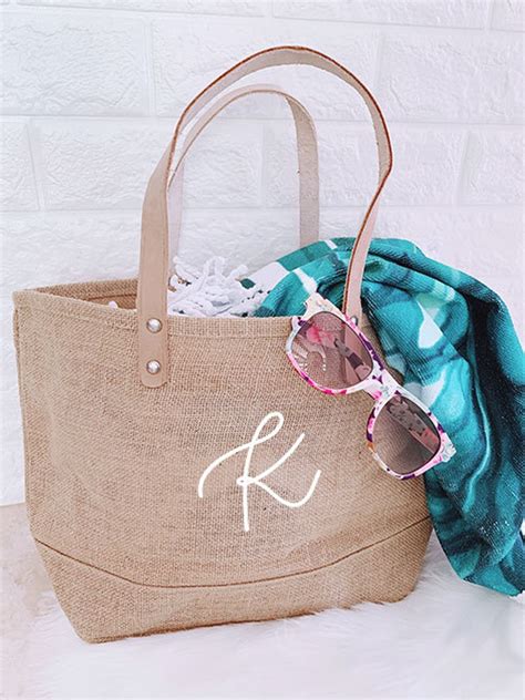 Monogram Beach Bag Burlap Bags Large Beach Tote Bags Monogram Etsy