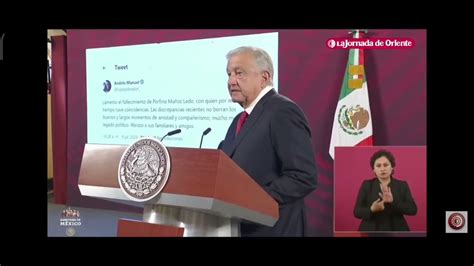 Andrés Manuel López Obrador lamentó el fallecimiento de Porfirio Muñoz