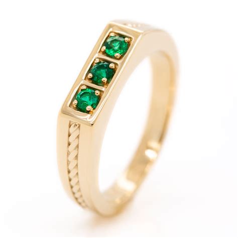 Mans Three Emerald Ring Emeralds International Llc