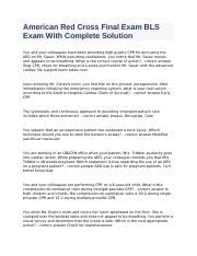 American Red Cross Final Exam Bls Exam With Complete Solution Docx