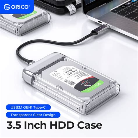 Orico เคสฮาร์ดไดรฟ์ Hdd Type C 5gbps แบบใส 35 นิ้ว รองรับการนอนหลับอัตโนมัติ สําหรับ Pc แล็ปท็