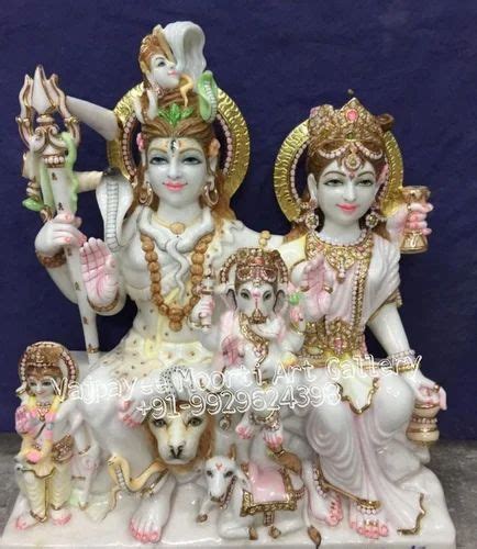 Traditional Hindu White Marble Gauri Shankar Statues For Worship At Rs