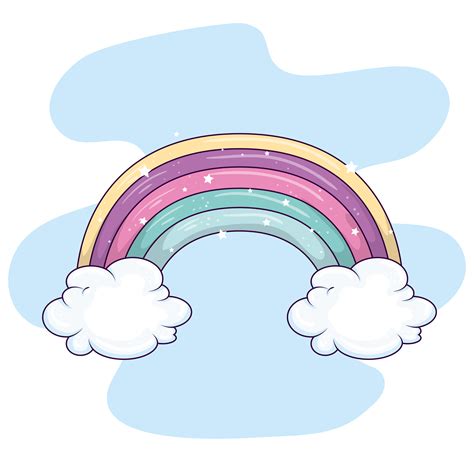 Cute Rainbow With Clouds And Stars Decoration 2705121 Vector Art At