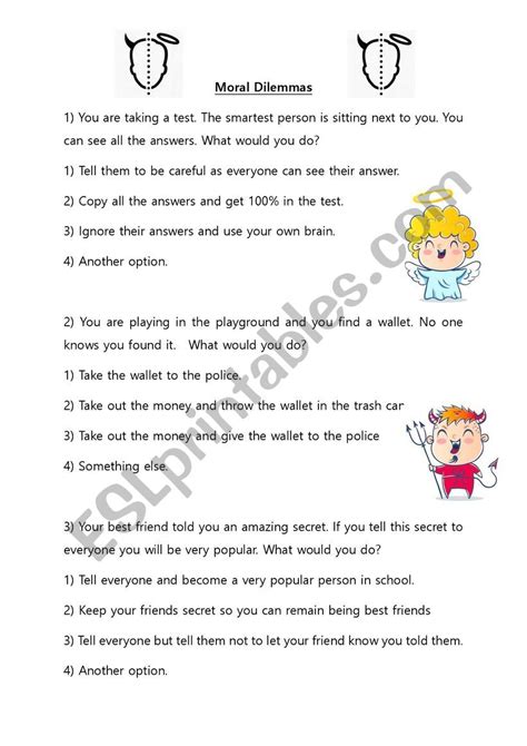 Moral Dilemmas - ESL worksheet by bazza