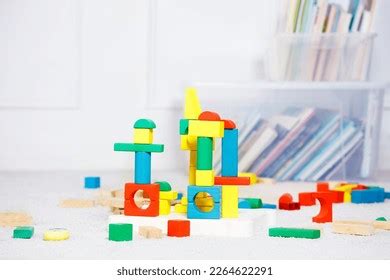 group toy wooden color blocks towers stock photo  shutterstock