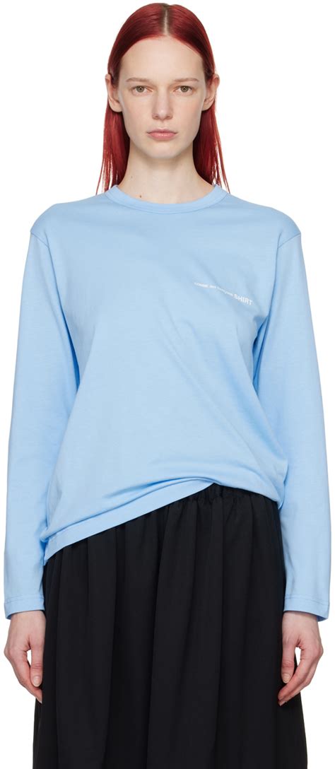 Blue Printed Long Sleeve T Shirt by Comme des Garçons Shirt on Sale