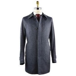 LUIGI BORRELLI Blue Grey Virgin Wool Silk Cashmere Overcoat OW025 IsuiT