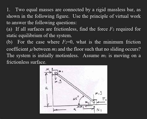 Two Equal Masses Are Connected By A Rigid Massless Chegg