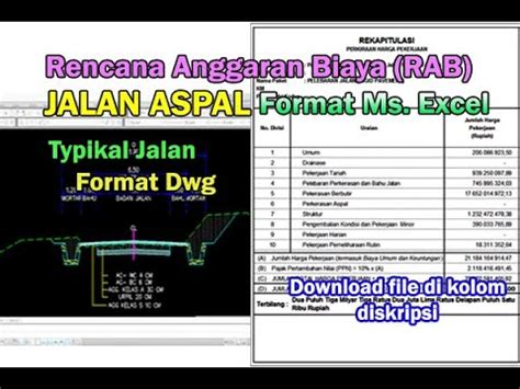 Rencana Anggaran Biaya RAB Jalan Aspal Format Excel YouTube